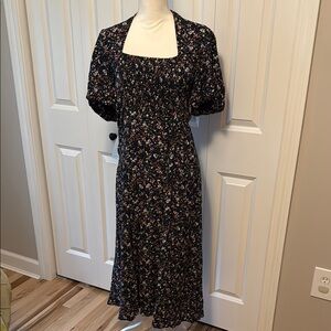 Astr Black Puff Sleeve Midi Sundress